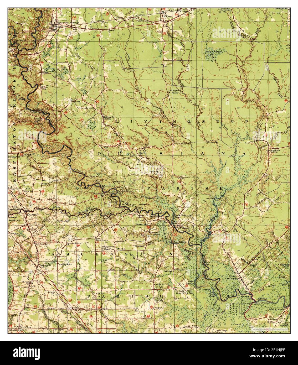 Denham Springs, Louisiana, map 1939, 162500, United States of America