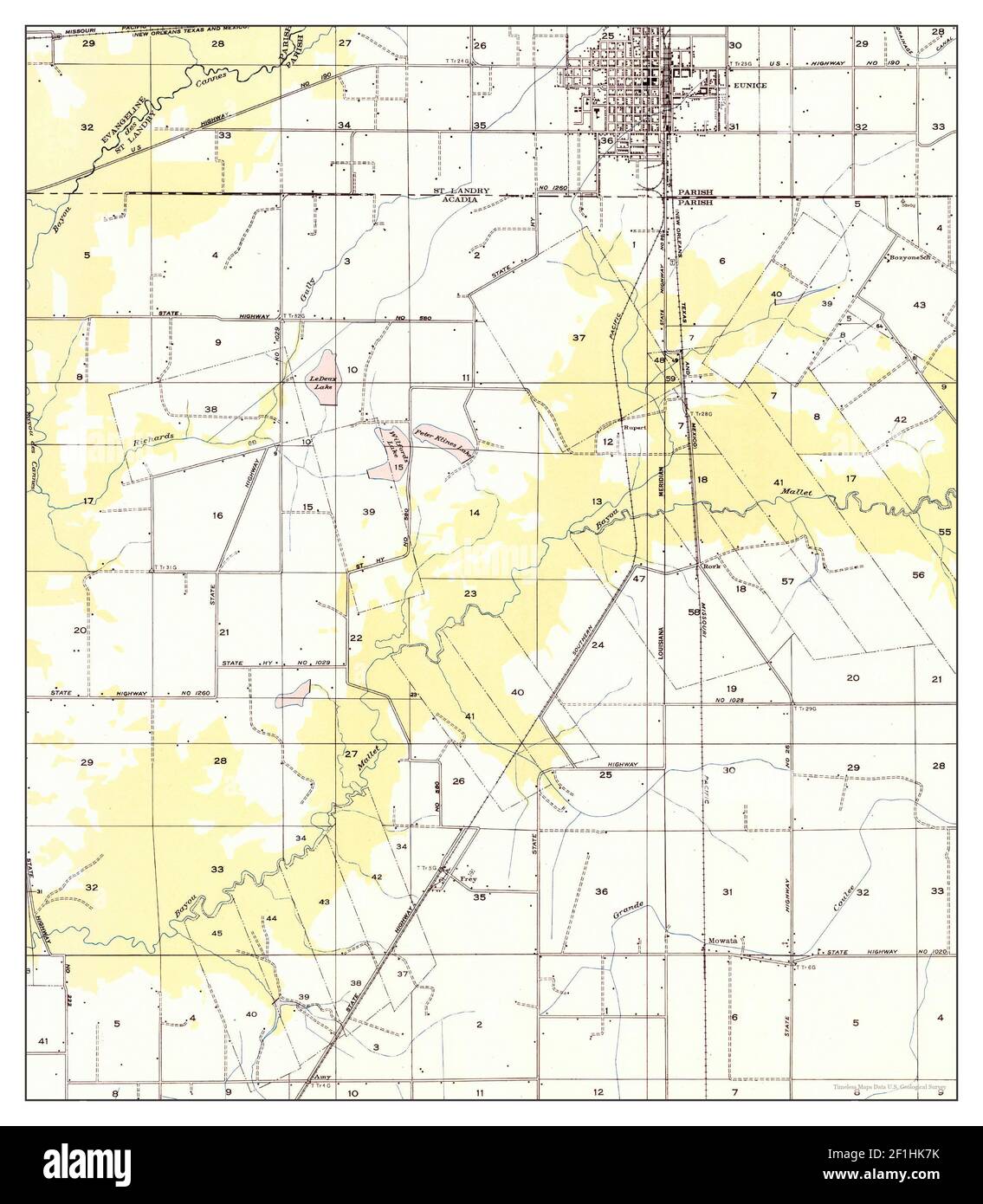 Eunice, Louisiana, map 1947, 131680, United States of America by