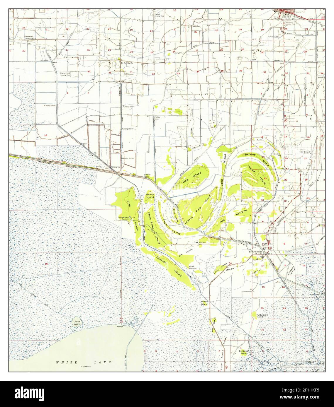 Forked Island, Louisiana, map 1955, 162500, United States of America