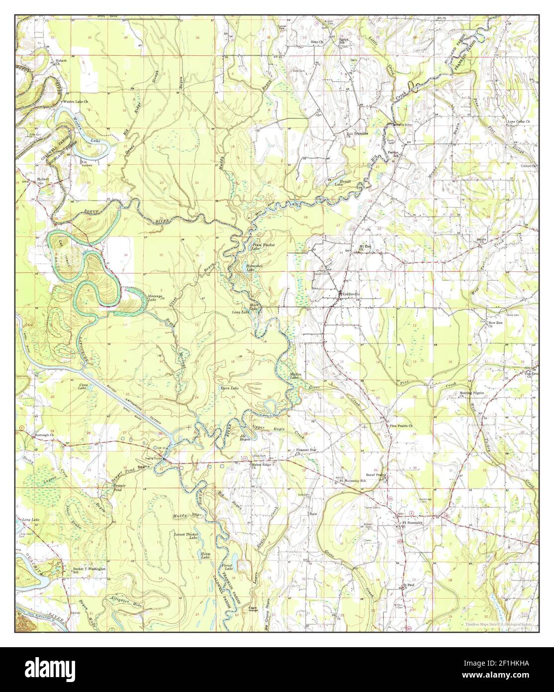 Fort Necessity, Louisiana, map 1958, 162500, United States of America