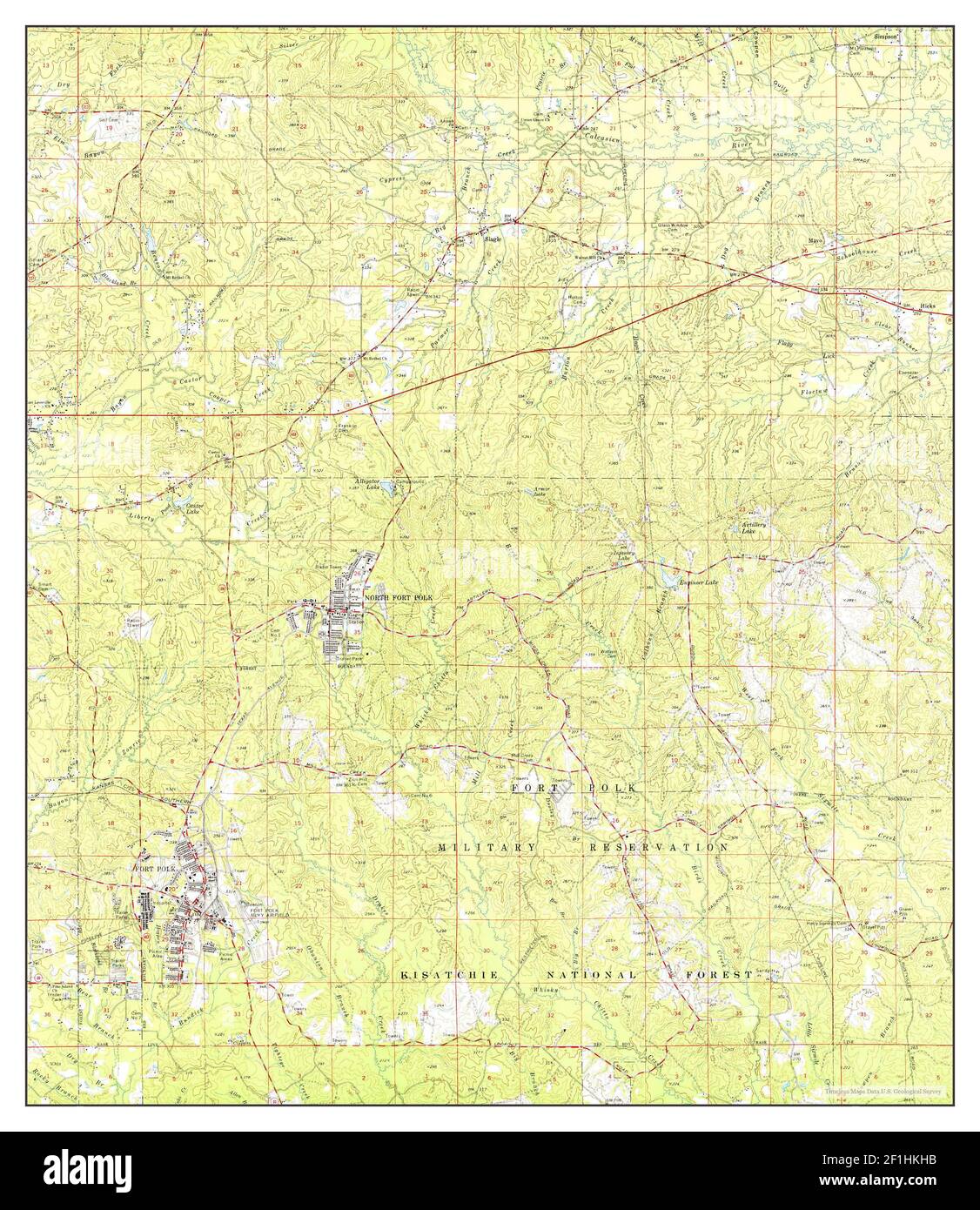 Fort Polk, Louisiana, map 1974, 1:62500, United States of America by Timeless Maps, data U.S. Geological Survey Stock Photo