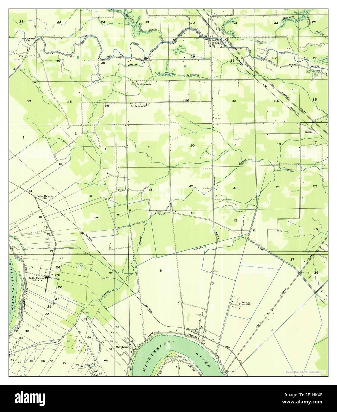 Gonzales, Louisiana, map 1935, 131680, United States of America by