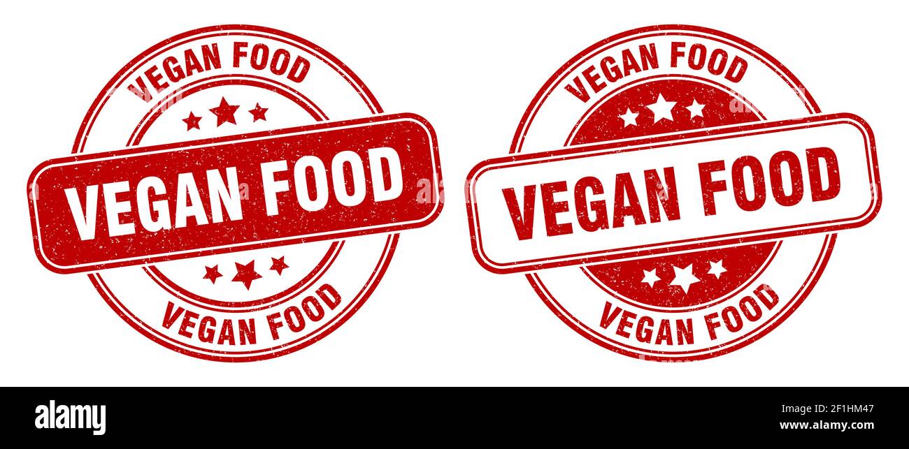 vegan food stamp. vegan food sign. round grunge label Stock Vector ...