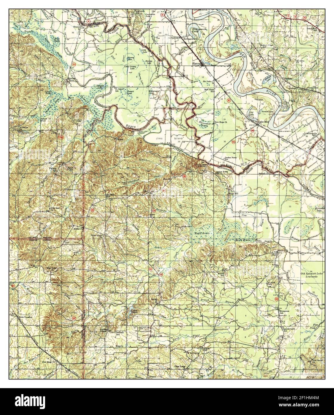 Hanna, Louisiana, map 1947, 1:62500, United States of America by Timeless Maps, data U.S. Geological Survey Stock Photo