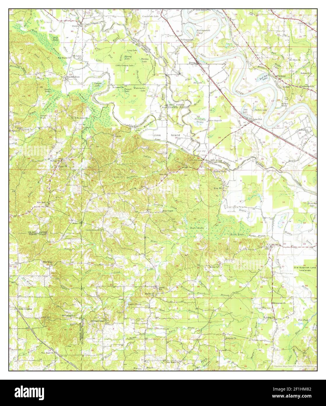 Hanna, Louisiana, map 1957, 1:62500, United States of America by Timeless Maps, data U.S. Geological Survey Stock Photo