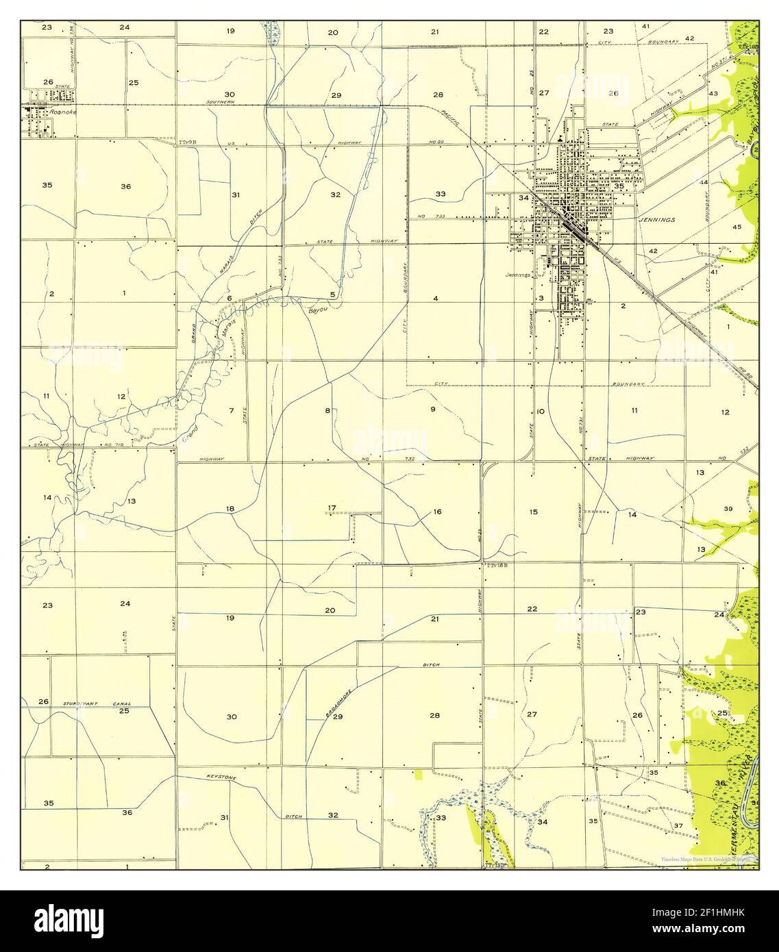Jennings, Louisiana, map 1954, 131680, United States of America by