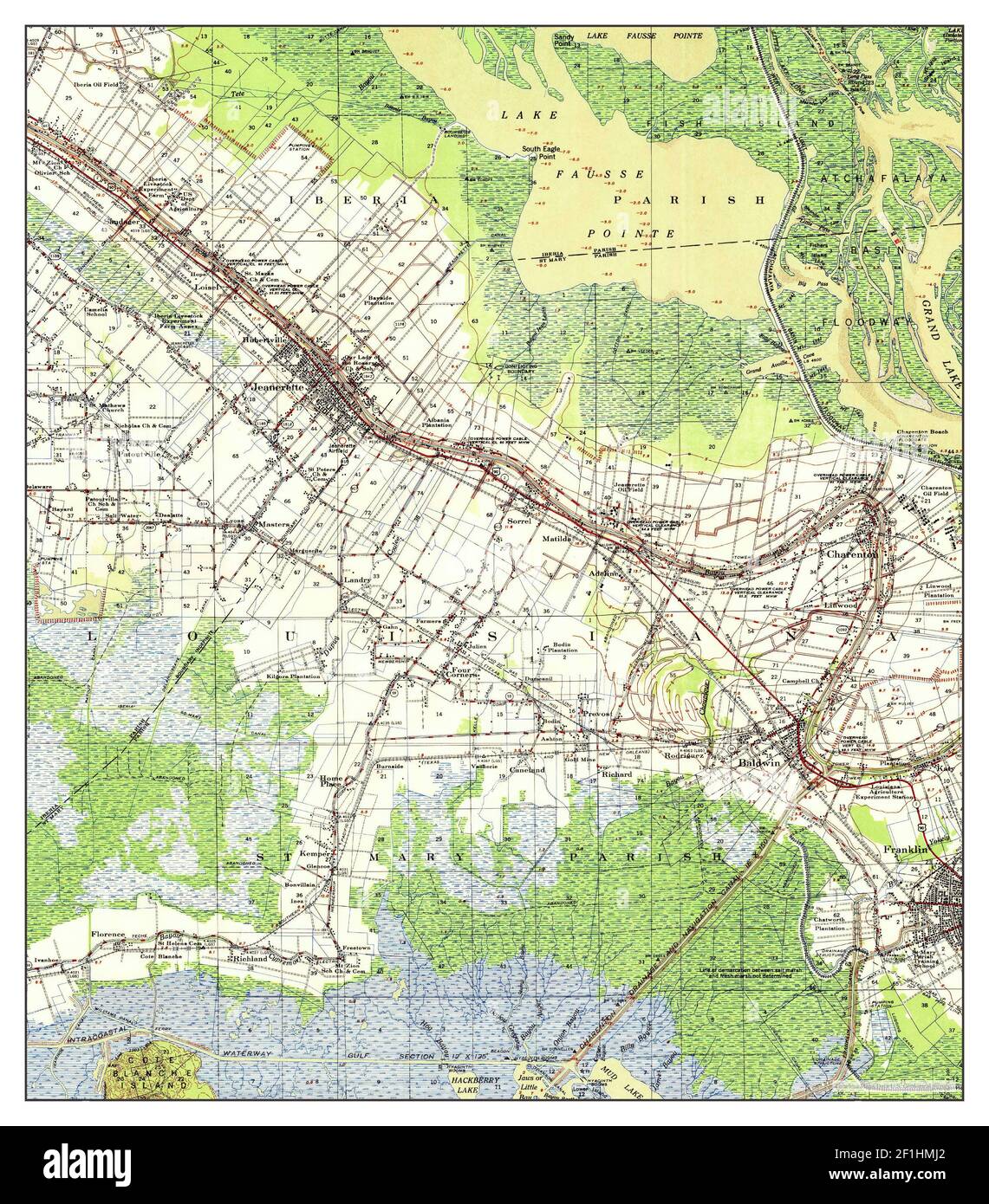 Jeanerette, Louisiana, map 1954, 162500, United States of America by