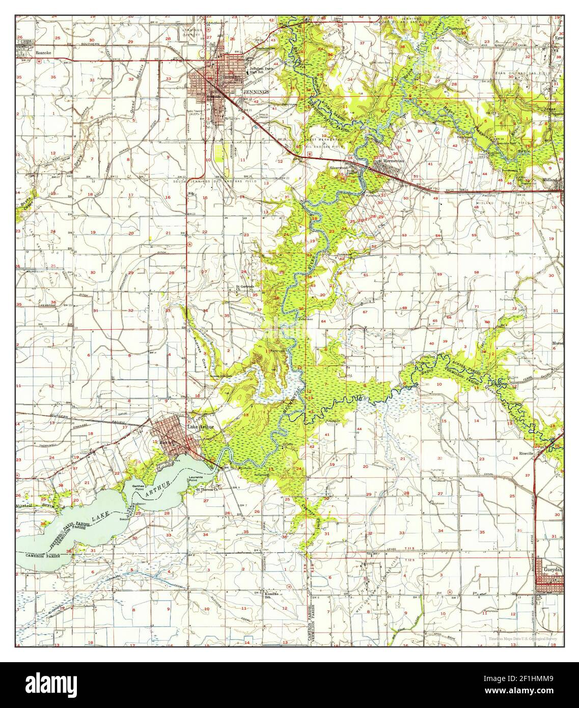 Jennings, Louisiana, map 1955, 162500, United States of America by