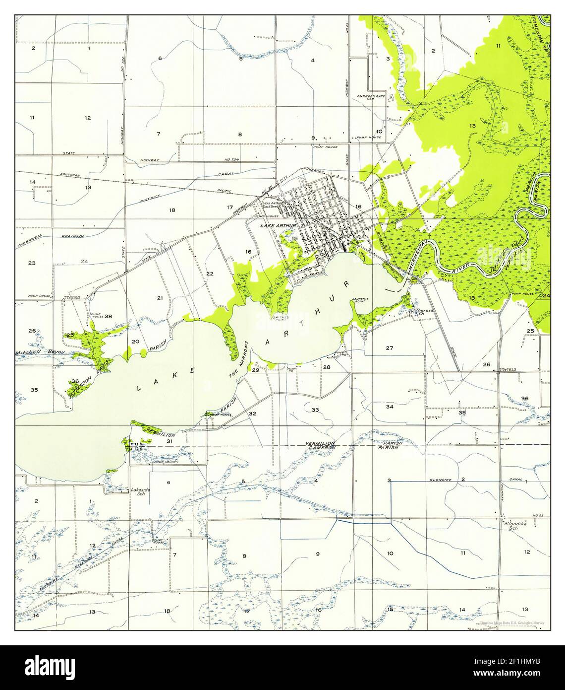 Map of lake arthur louisiana cut out stock images pictures alamy