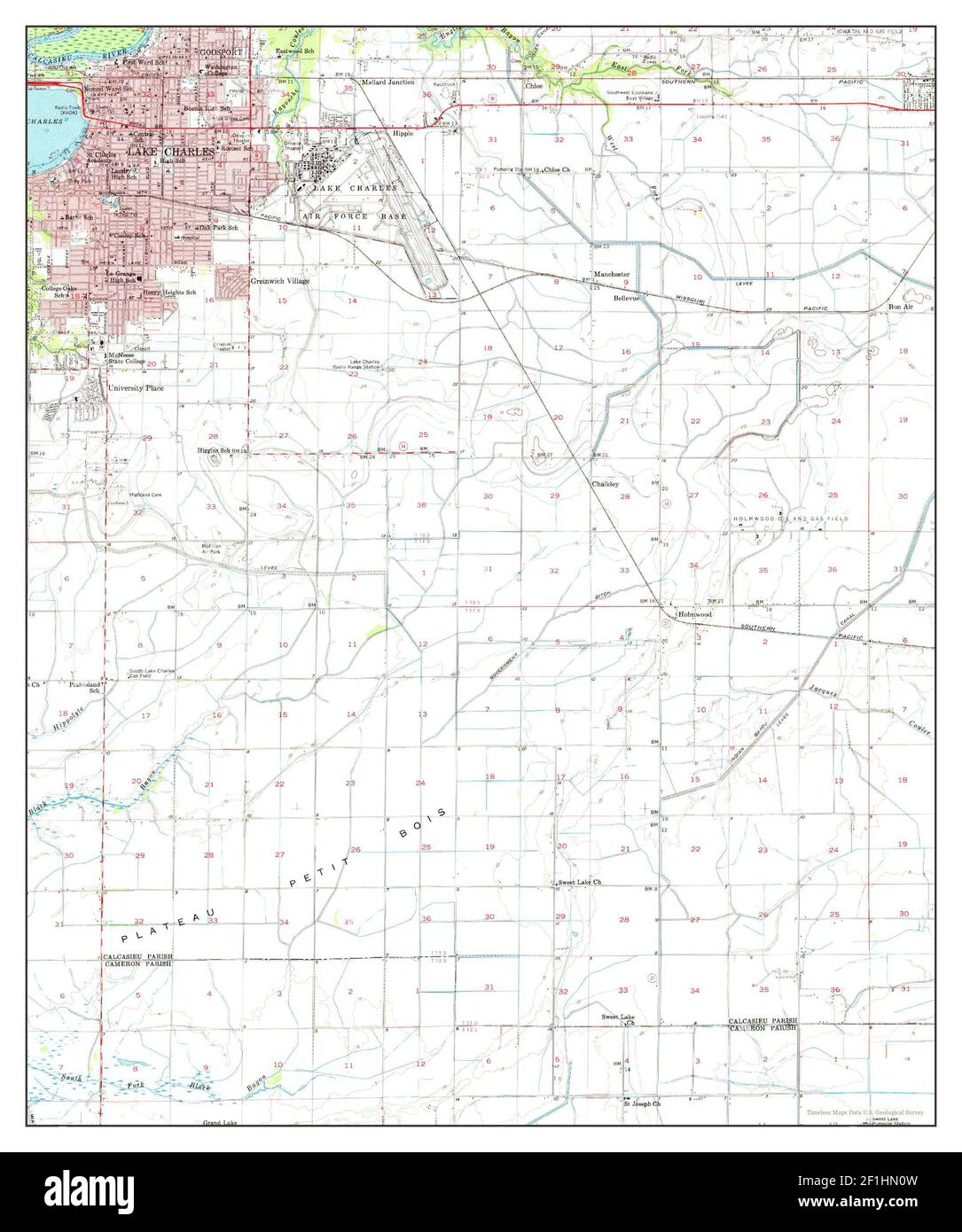 Lake Charles, Louisiana, map 1955, 162500, United States of America by