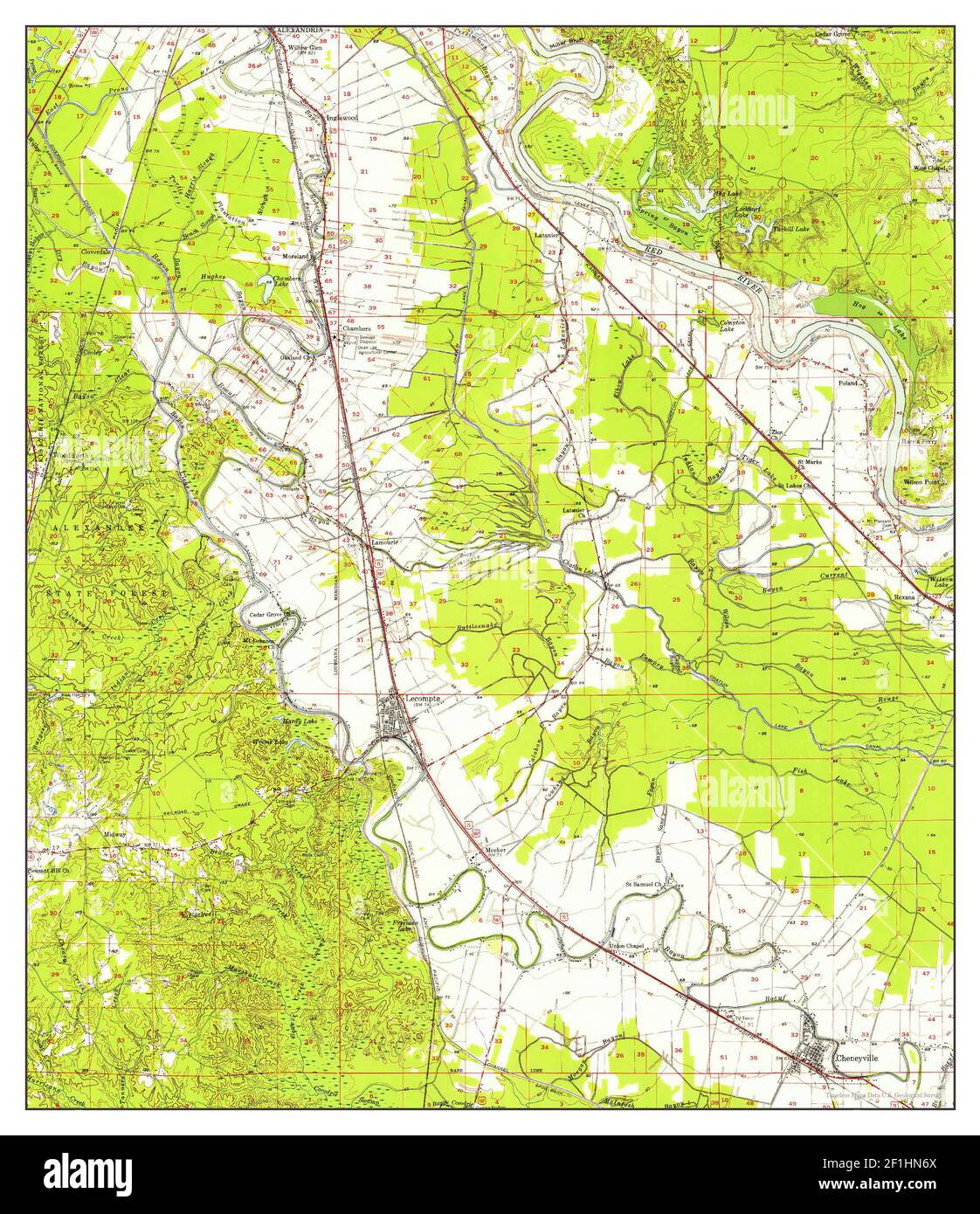 Louisiana, map 1957, 162500, United States of America by