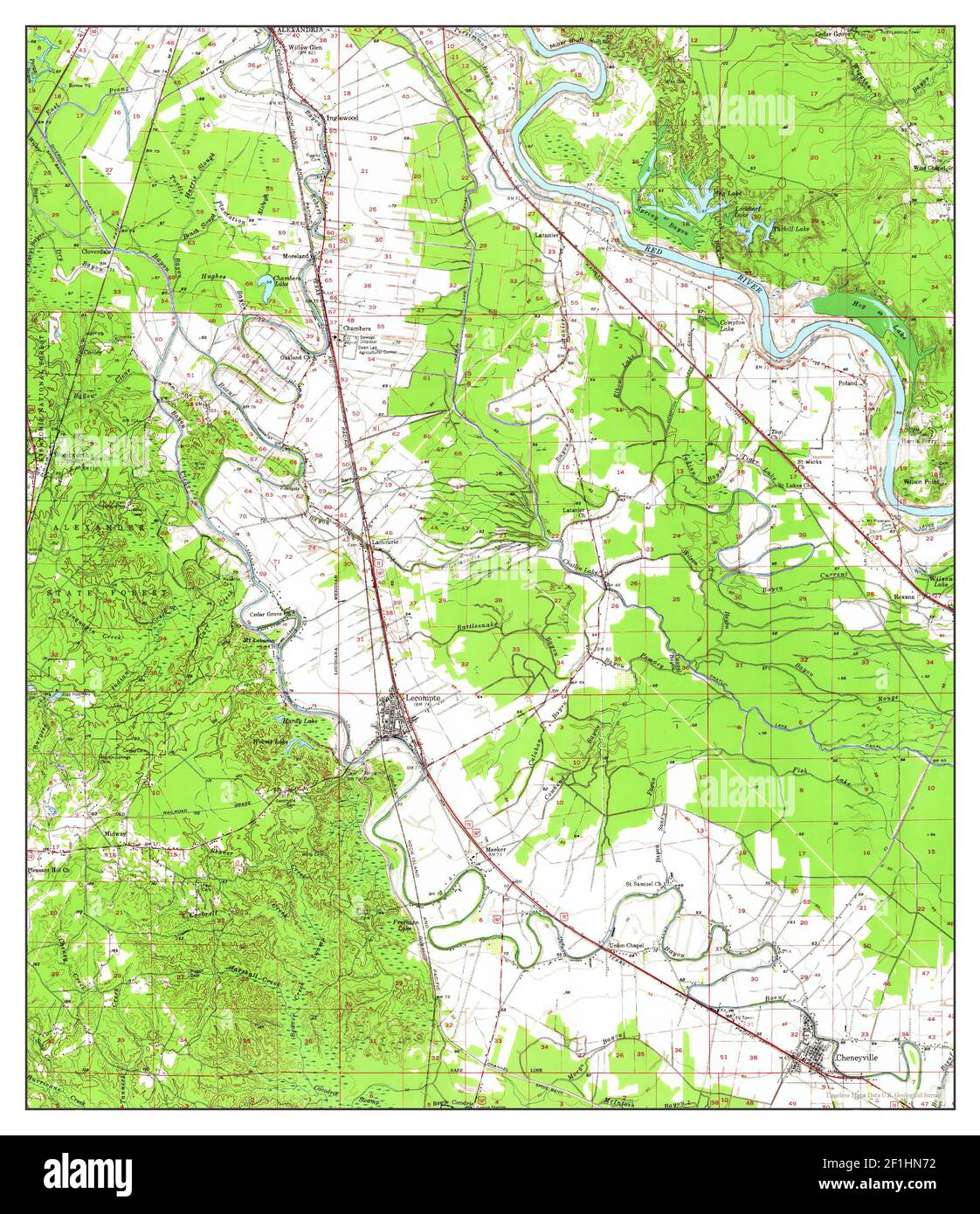 Louisiana, map 1957, 162500, United States of America by