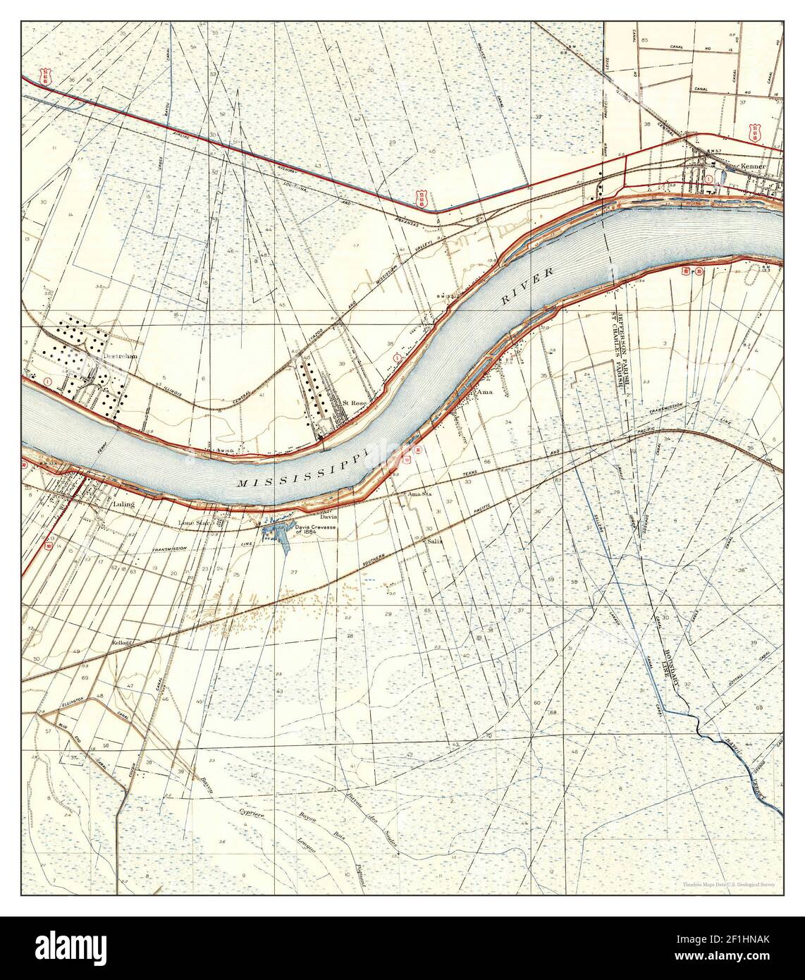 Luling, Louisiana, map 1938, 131680, United States of America by