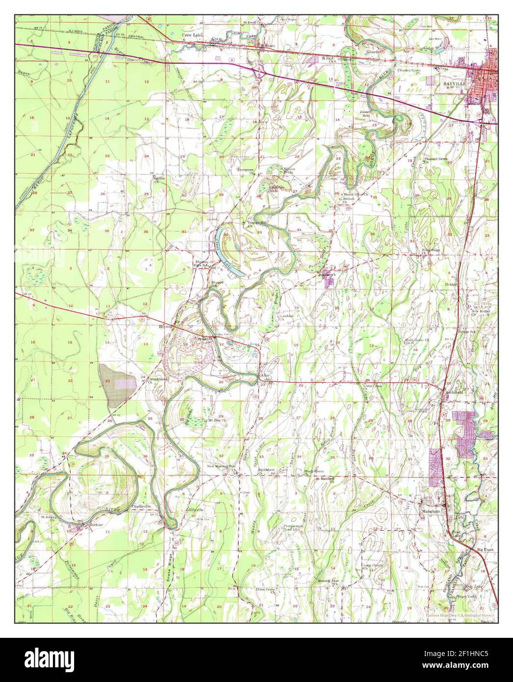 Mangham, Louisiana, map 1957, 162500, United States of America by