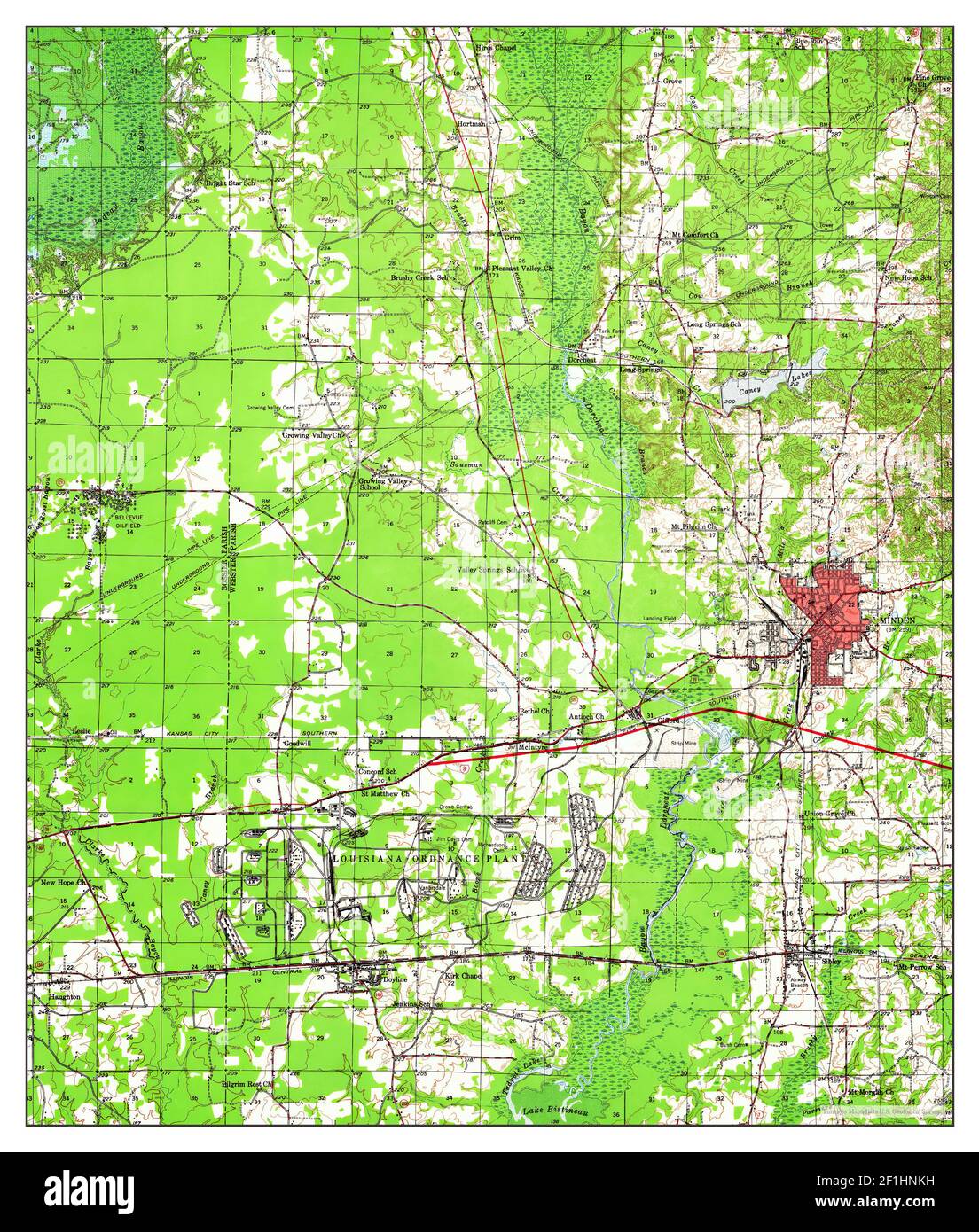 Minden, Louisiana, map 1947, 1:62500, United States of America by Timeless Maps, data U.S. Geological Survey Stock Photo