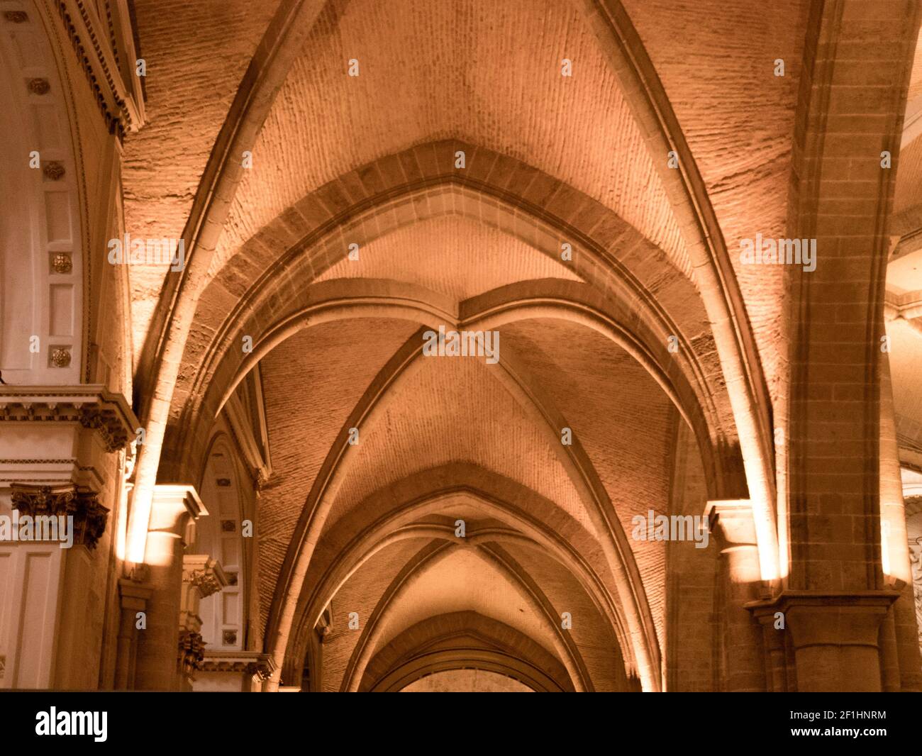 Gothic ceiling in the Cathedral of Valencia, Spain Stock Photo