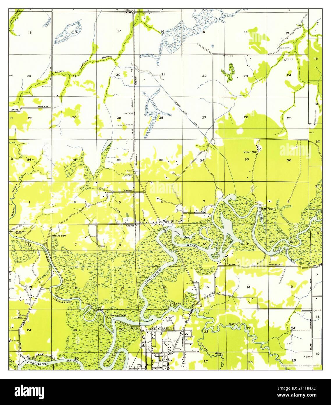 Moss Bluff, Louisiana, map 1947, 131680, United States of America by