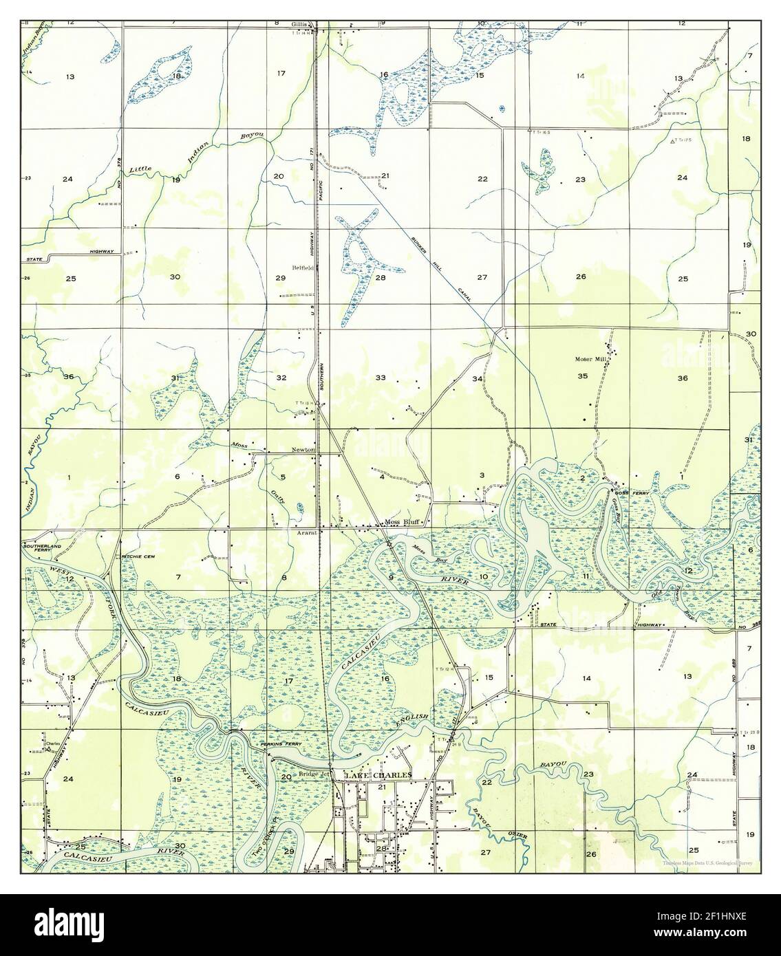Moss Bluff, Louisiana, map 1935, 131680, United States of America by