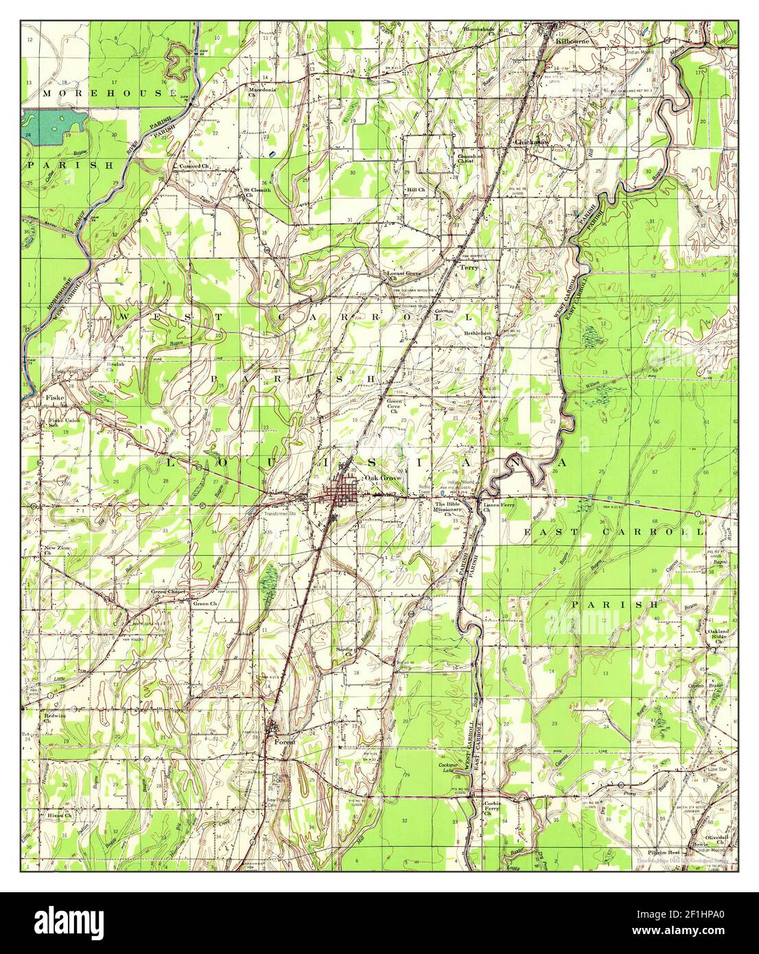 Oak Grove, Louisiana, map 1958, 162500, United States of America by