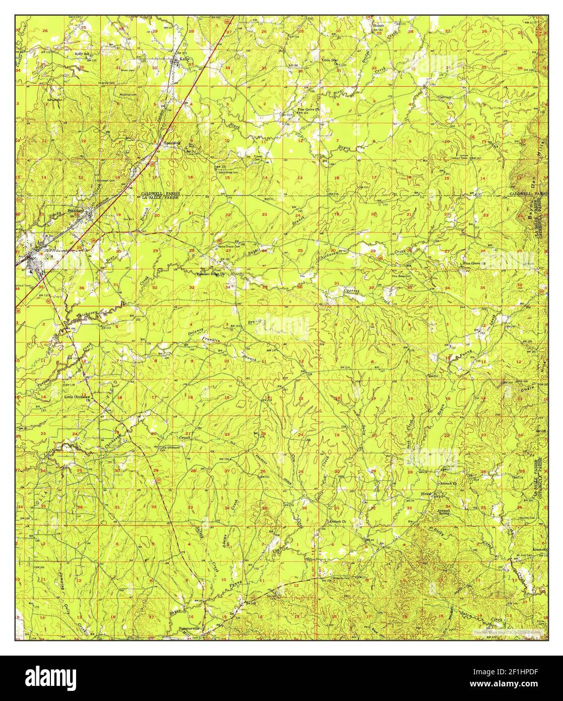 Olla, Louisiana, map 1955, 162500, United States of America by
