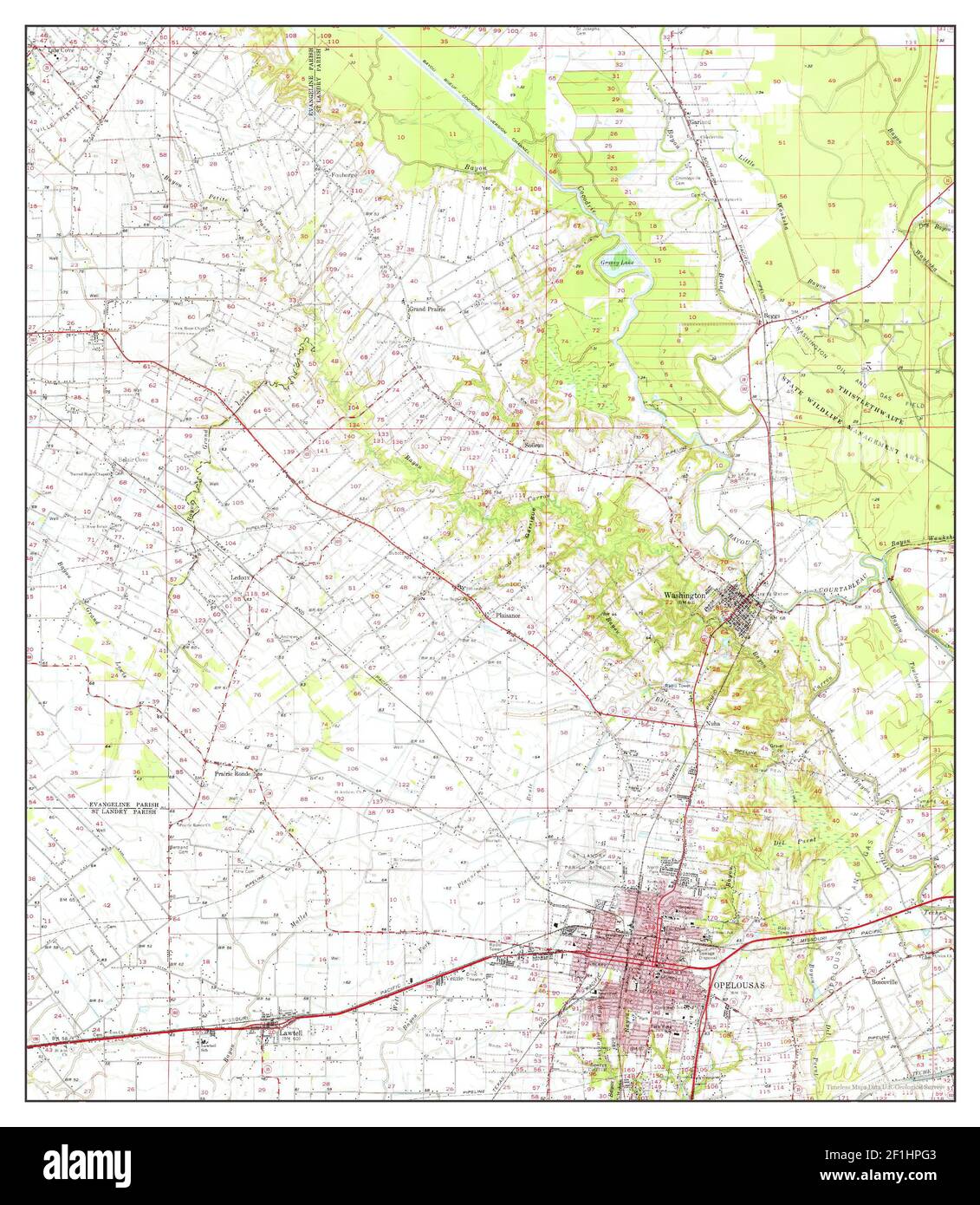 Opelousas, Louisiana, map 1970, 162500, United States of America by