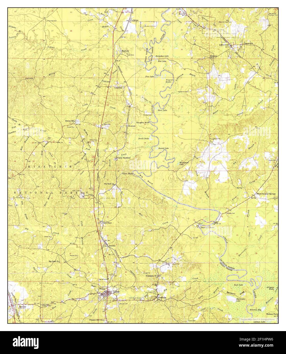 Pollock, Louisiana, map 1958, 162500, United States of America by