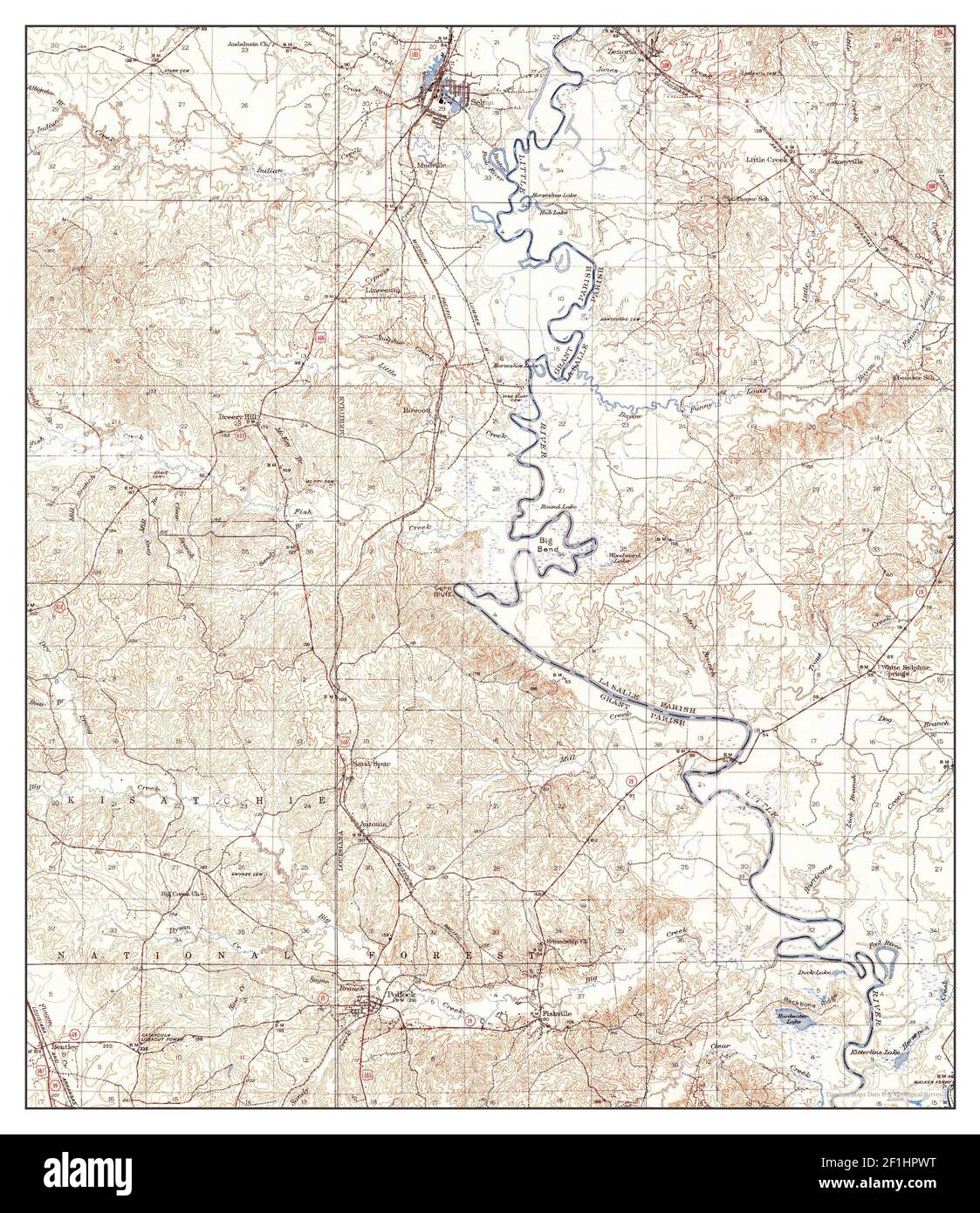 Pollock, Louisiana, map 1936, 162500, United States of America by