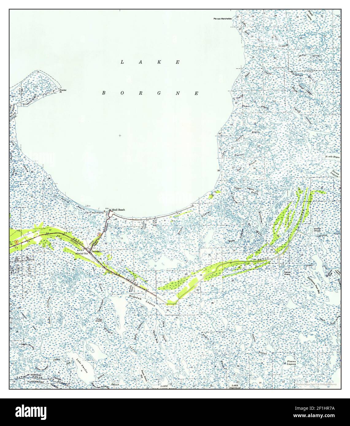 Shell Beach, Louisiana, map 1939, 162500, United States of America by