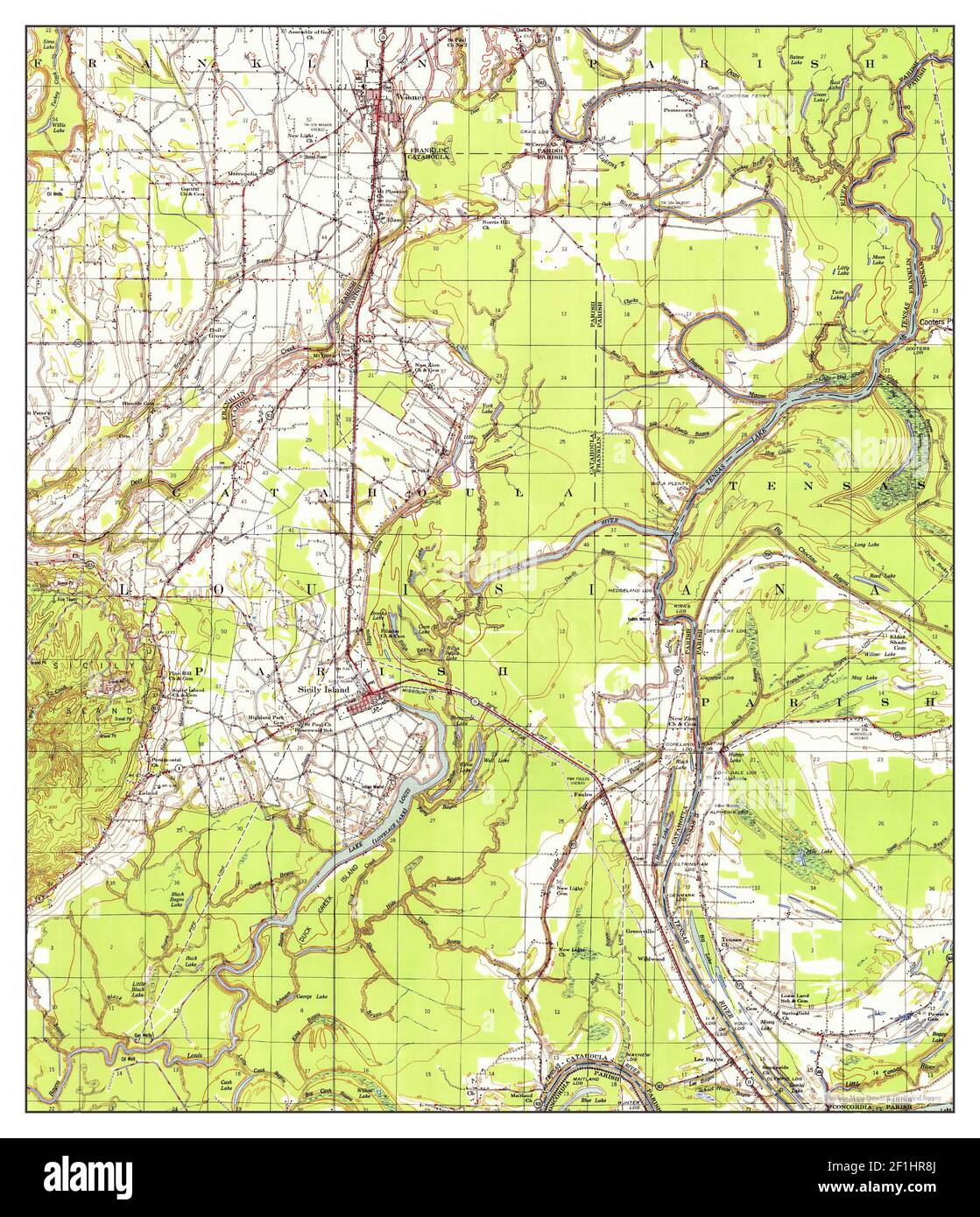 Sicily Island, Louisiana, map 1957, 162500, United States of America