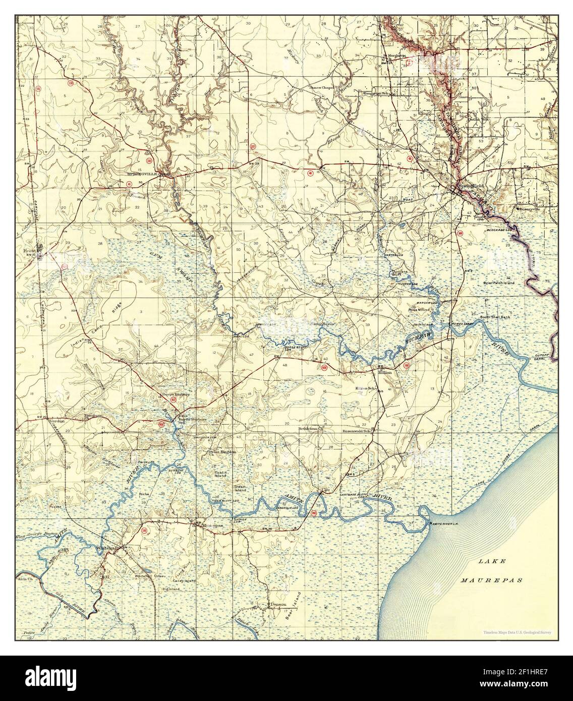 Springfield, Louisiana, map 1934, 162500, United States of America by