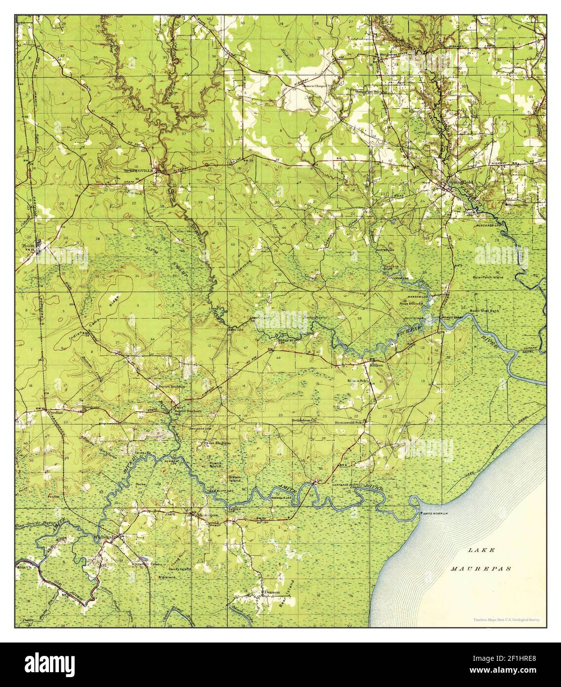 Springfield, Louisiana, map 1934, 162500, United States of America by