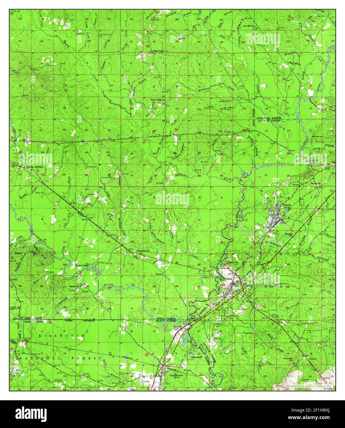 Tullos, Louisiana, map 1954, 162500, United States of America by