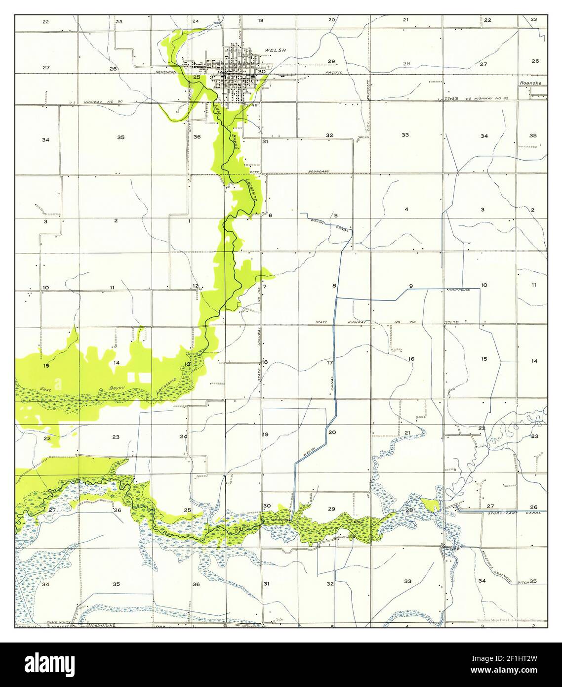 Welsh, Louisiana, map 1954, 131680, United States of America by
