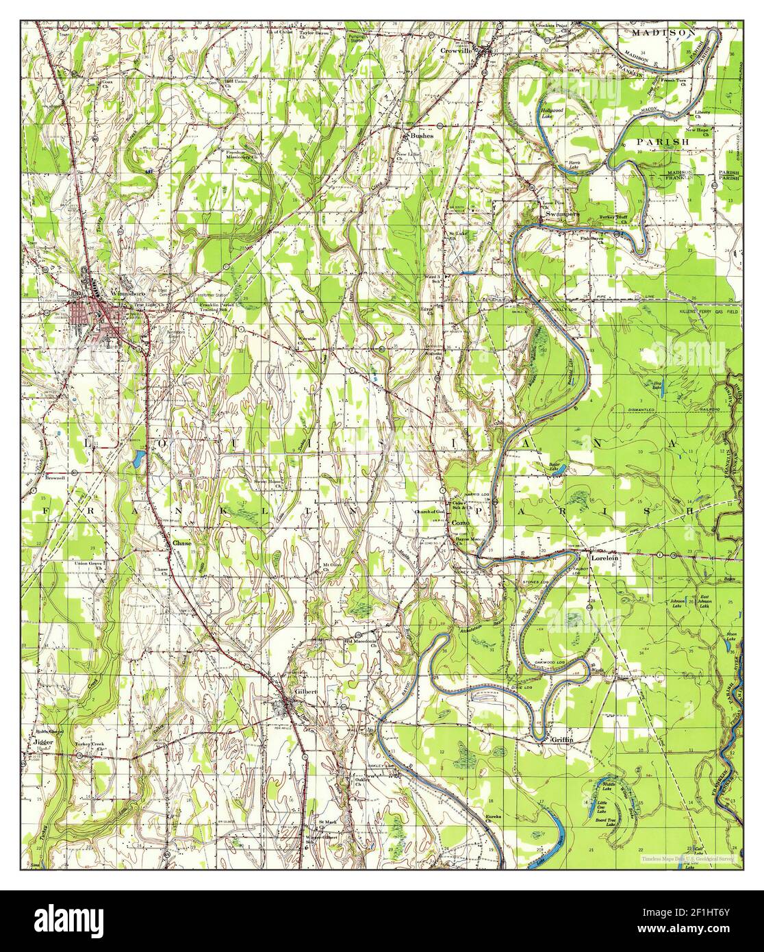 Winnsboro, Louisiana, map 1958, 162500, United States of America by