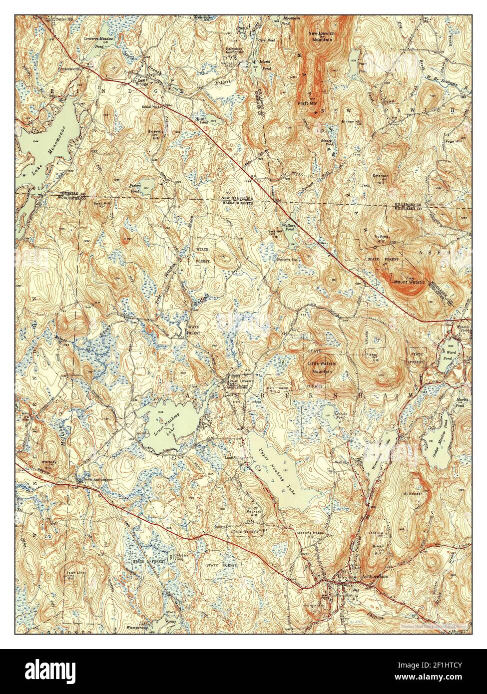 Ashburnham, Massachusetts, map 1950, 131680, United States of America