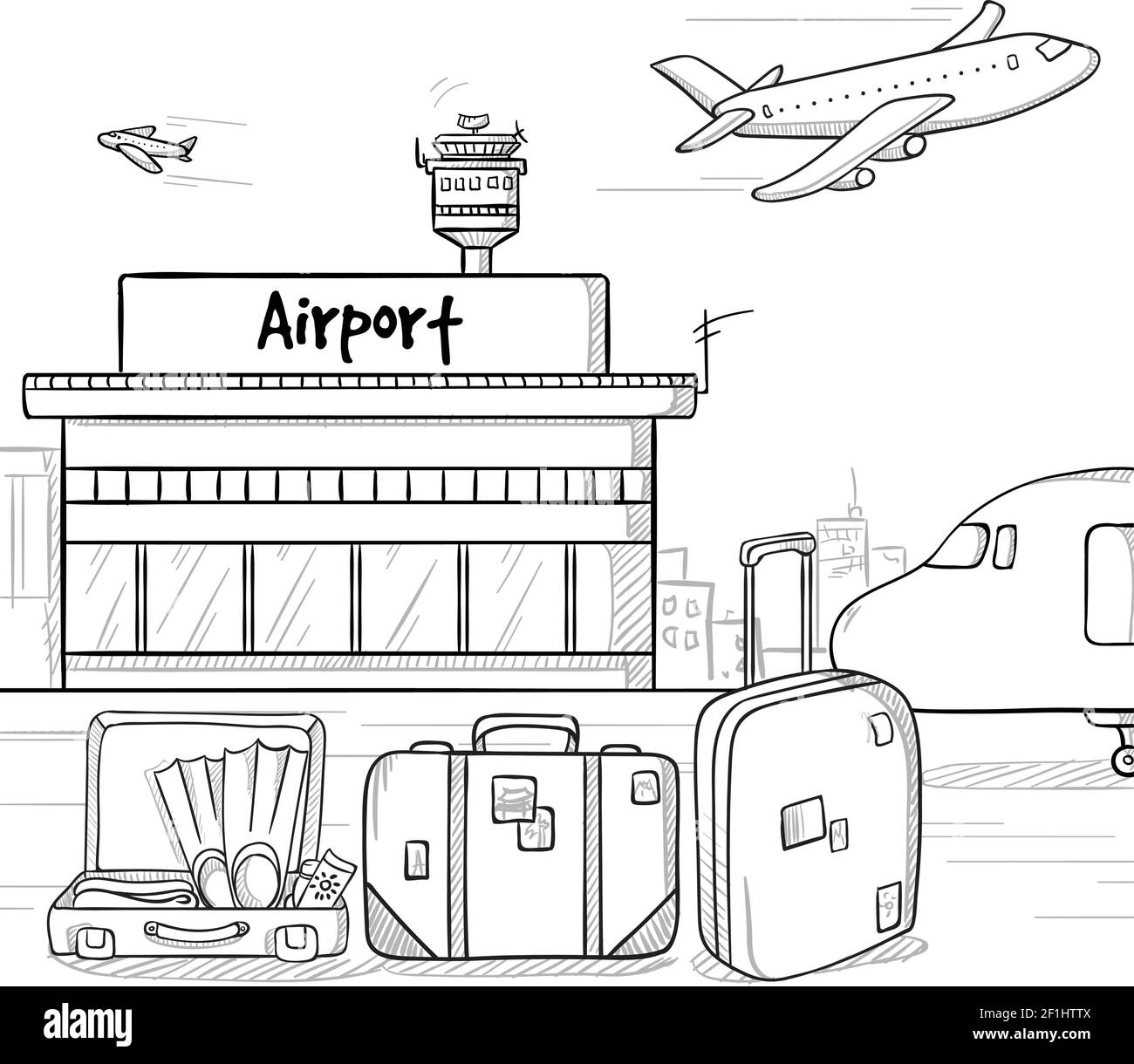 Airport Clipart Black And White