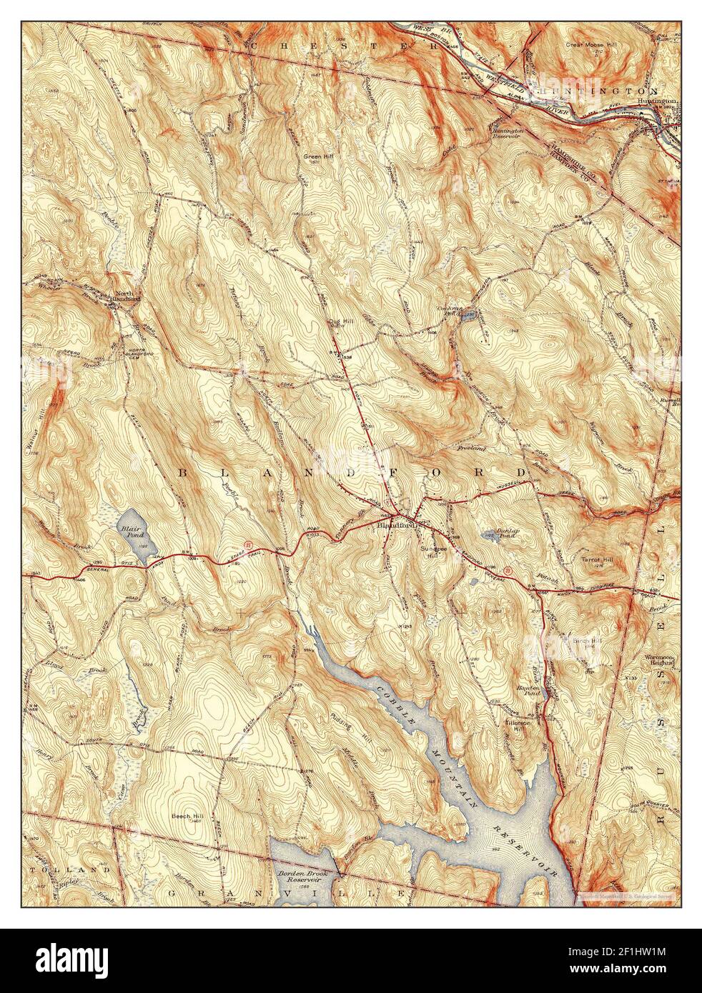 Blandford, Massachusetts, map 1946, 131680, United States of America