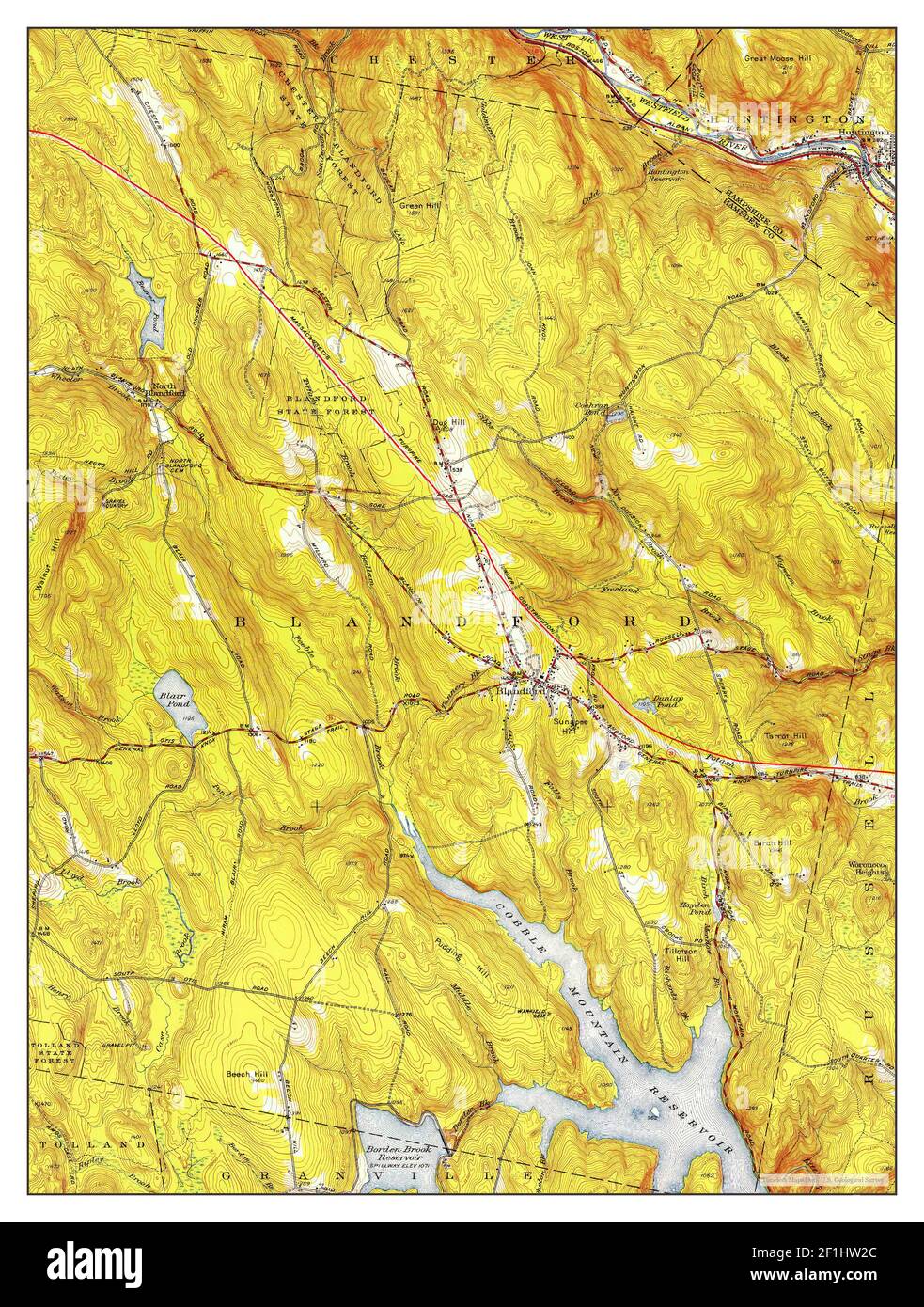 Blandford, Massachusetts, map 1955, 131680, United States of America