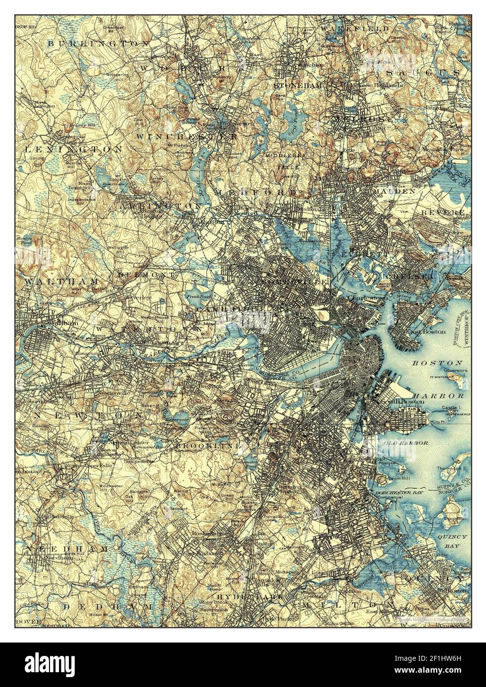 Boston, Massachusetts, map 1903, 1:62500, United States of America by Timeless Maps, data U.S. Geological Survey Stock Photo