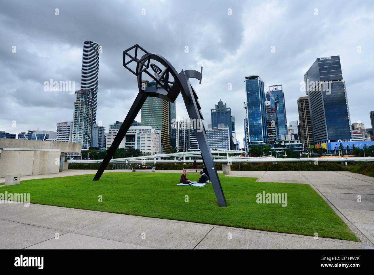 A modern sculpture outside the Queensland art gallery in Brisbane's Southbank. Stock Photo