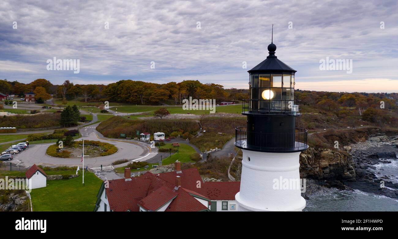 Famous Portland Head Light Atlantic Coast Lighthouse Stock Photo