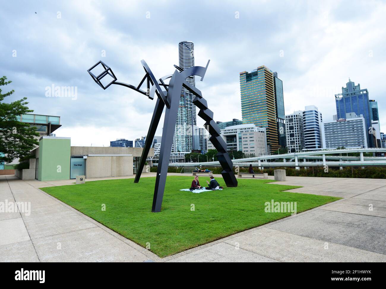A modern sculpture outside the Queensland art gallery in Brisbane's Southbank. Stock Photo