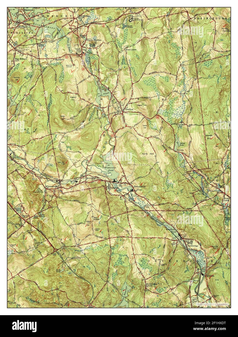 Grafton, Massachusetts, map 1944, 131680, United States of America by