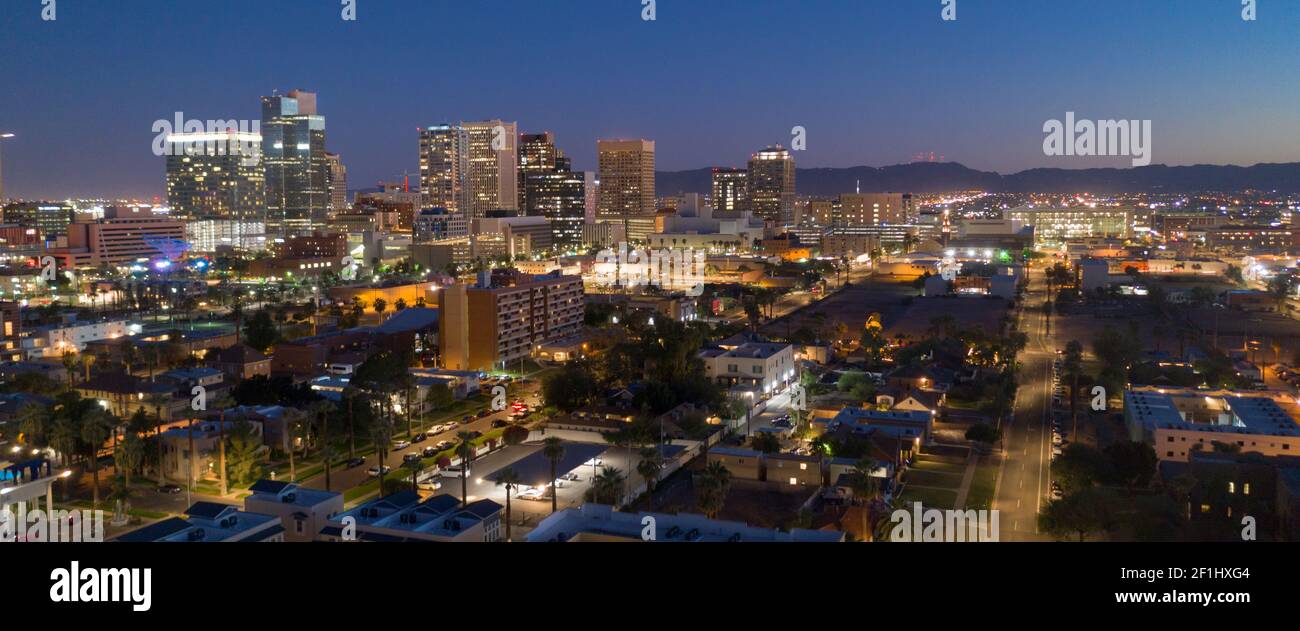 Aerial View Phoenix State Capital City of Arizona Downtown City Skyline Stock Photo