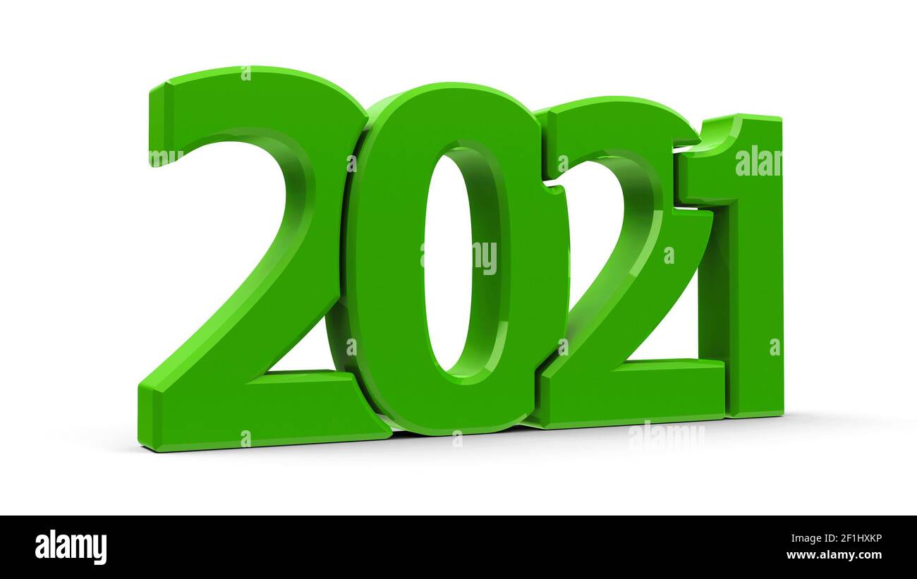 Green 2021 symbol, icon or button isolated on white background ...