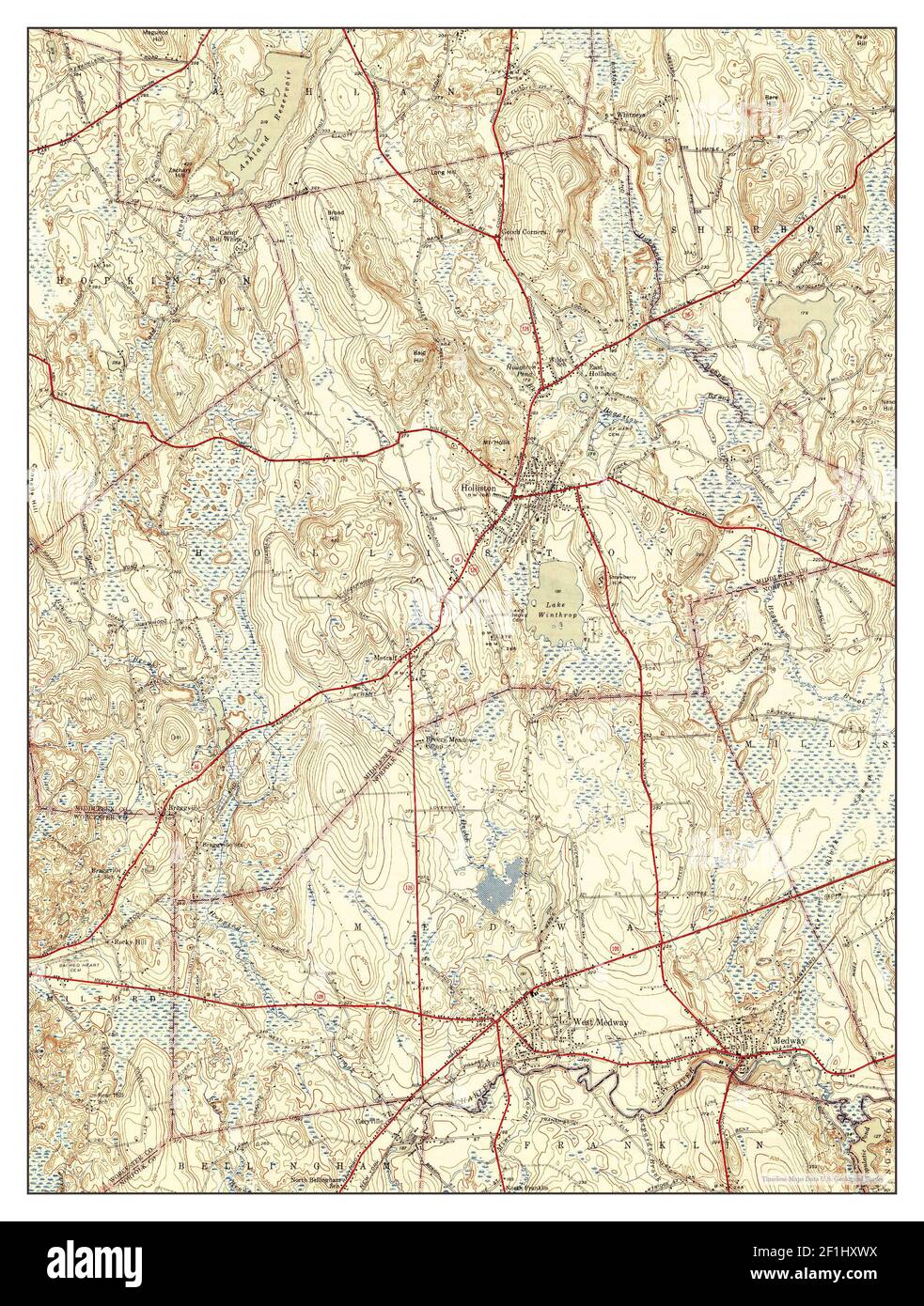 Holliston, Massachusetts, map 1942, 131680, United States of America
