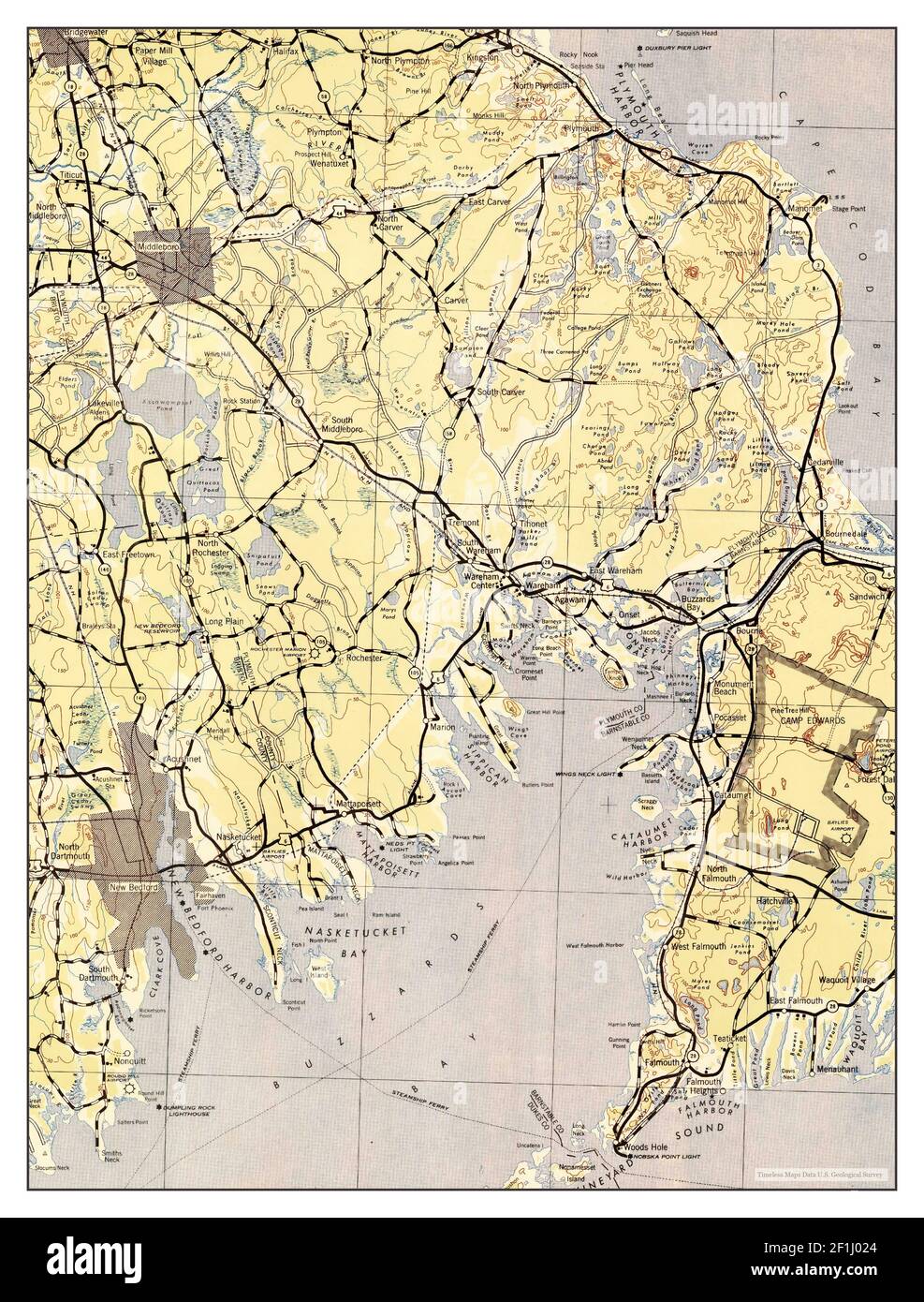 New Bedford, Massachusetts, map 1942, 1125000, United States of