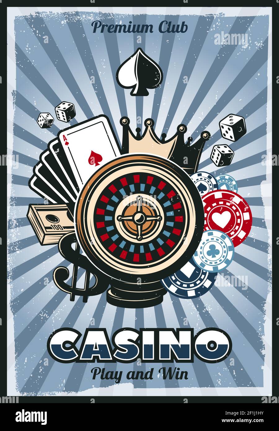 Colored vintage gambling poster with casino and poker elements on radial  background vector illustration Stock Vector Image & Art - Alamy