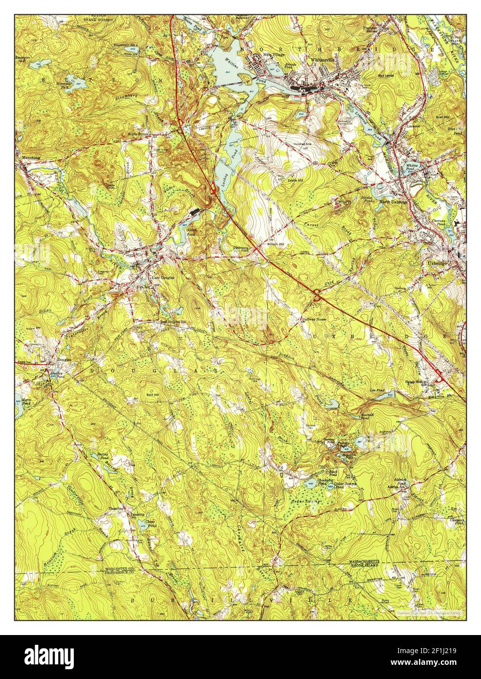 Uxbridge, Massachusetts, map 1953, 131680, United States of America by Timeless Maps, data U.S