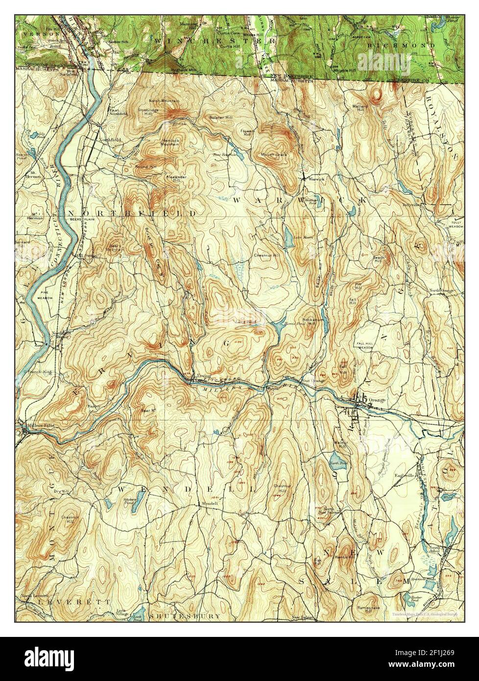 Warwick, Massachusetts, map 1935, 1:62500, United States of America by Timeless Maps, data U.S. Geological Survey Stock Photo